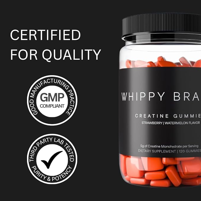 Creatine Gummies | 5g Creatine Monohydrate per Serving | Muscle Strength &amp Recovery | Chewable Creatine Supplement | 30 Servings (Strawberry Watermelon)