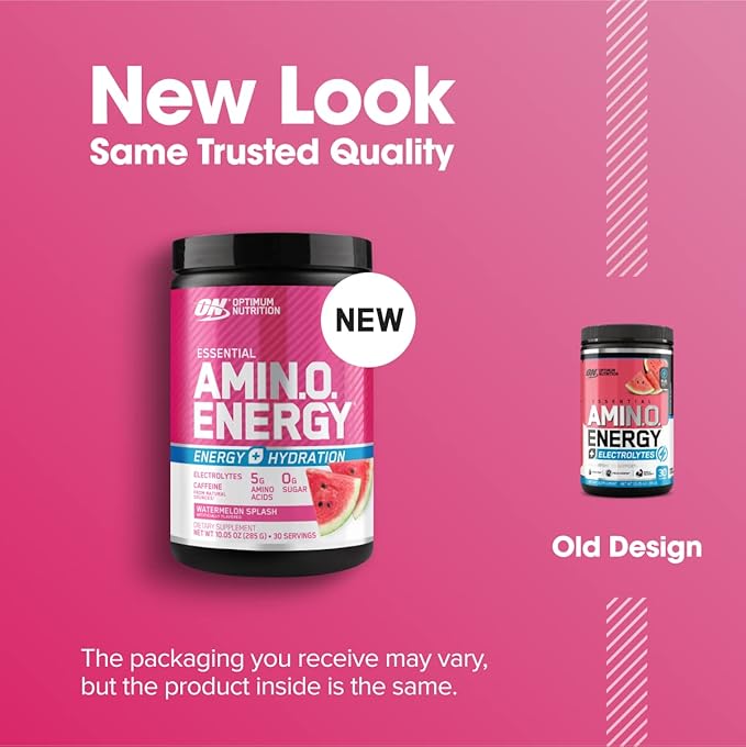 Optimum Nutrtion Bundle: Amino Energy Powder Plus Hydration with BCAA Electrolytes and Caffeine Watermelon Splash 30 Servings + Micronized Creatine Monohydrate Powder Unflavored 60 Servings