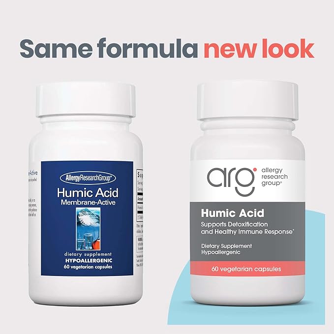 Allergy Research Group Humic Acid - Delivers 750 mg Humic Acid - Supports Detoxification &amp Immune Response - Membrane Active Formula - 30 Servings - 60 Capsules