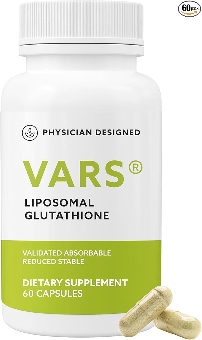 Physician Designed VARS Liposomal Glutathione Capsules - Patented Antioxidant Liquid Dietary Supplement Anti-Aging Detoxification Fortify Immune System Energy Management Skin Brightening 60 count