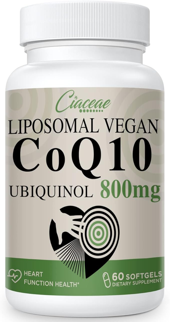 Liposomal CoQ10 800mg Ubiquinol Softgel Max Absorption Ubiquinol Coenzyme Q10 Ubiquinol CoQ10 Supplement for Antioxidant Heart Function &amp Energy Production Pure CoQ10 800mg 60 Vegan Softgels