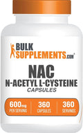 BulkSupplements.com N-Acetyl L-Cysteine Capsules - N-Acetyl Cysteine 600mg NAC Supplement - 600mg per Capsule Gluten Free - 1 NAC Capsule per Serving 360 Capsules (Pack of 1)