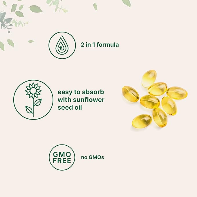 Micro Ingredients Vitamin D3 5000 IU + K2 MK-7 100 mcg 2 Pack (600 Softgels) | Liquid-Filled with Sunflower Oil | 2-in-1 Vitamins D &amp K Complex | Extra Strength Easy to Swallow Non-GMO No Glu