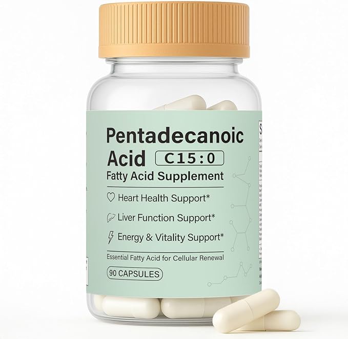 Pentadecanoic Acid Capsules C15:0 Fatty Acid Supplement – Pure Plant-Based Essential Fatty Acid - 90 Vegan Capsules (1)