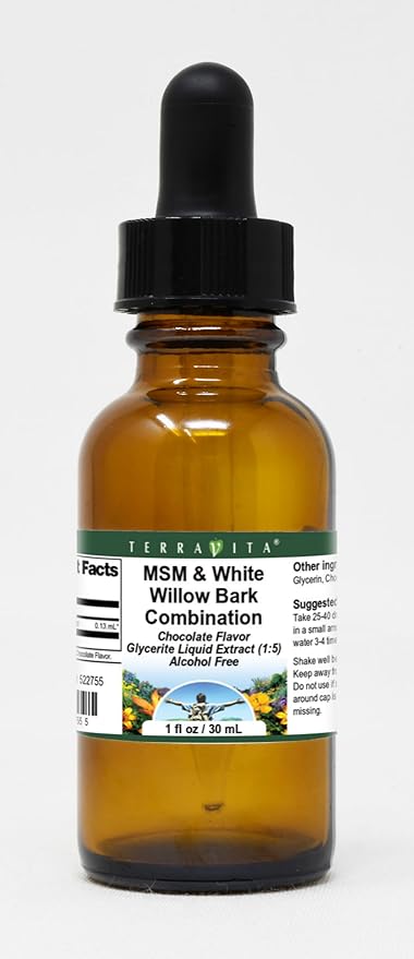 MSM &amp White Willow Bark Combination Glycerite Liquid Extract (1:5) - Chocolate Flavored (1 oz ZIN: 522755)