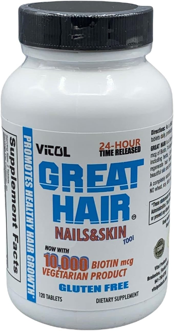 Vitol Great Hair Time Released 10000 mcg Biotin 120 Tablets