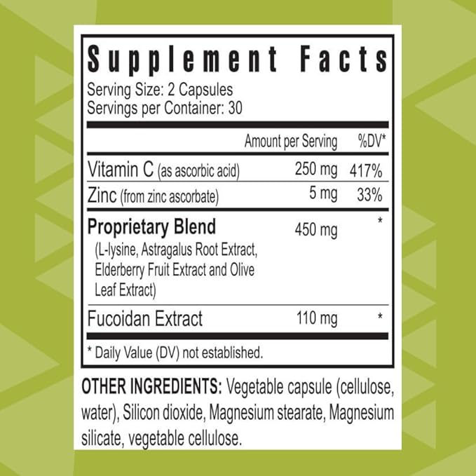 Youngevity FucoidZ - Pure Organic Maritech Fucoidan Extract &amp Cofactors (Vitamin C Zinc Elderberry + Botanical Blend) - Immune Support - Super Antioxidant - 60 Capsules
