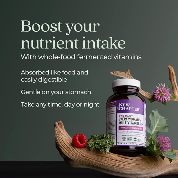 New Chapter Women’s Multivitamin 40+ Extra B6 &amp B12 Biotin for Hair Growth D3 VIT C Zinc for Immune &amp Stress Support Gentle on an Empty Stomach Non-GMO Gluten-Free 96 Tablets (Pack o