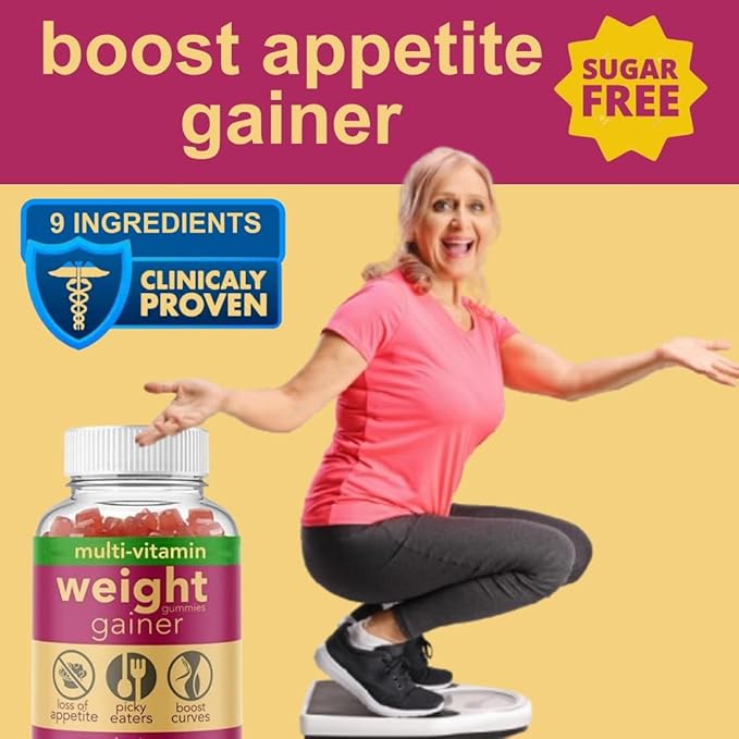 Gainer Gummies for Women &amp Kids | L-Lysine Gentian Root Vitamin B | Non-GMO Sugar Free Vegan | 60 Count