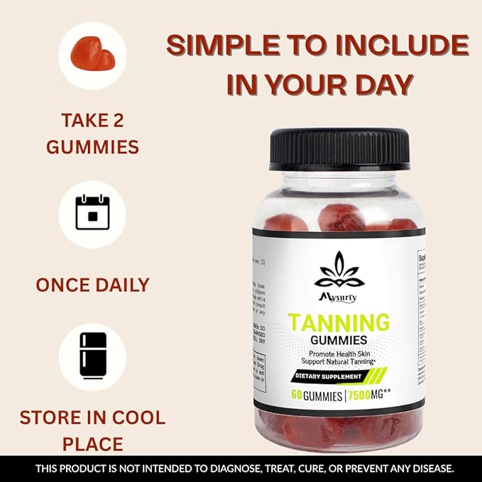 Tanning Gummies Super Tanning Daily Gummies | 60 Gummies | (Pack of 1)