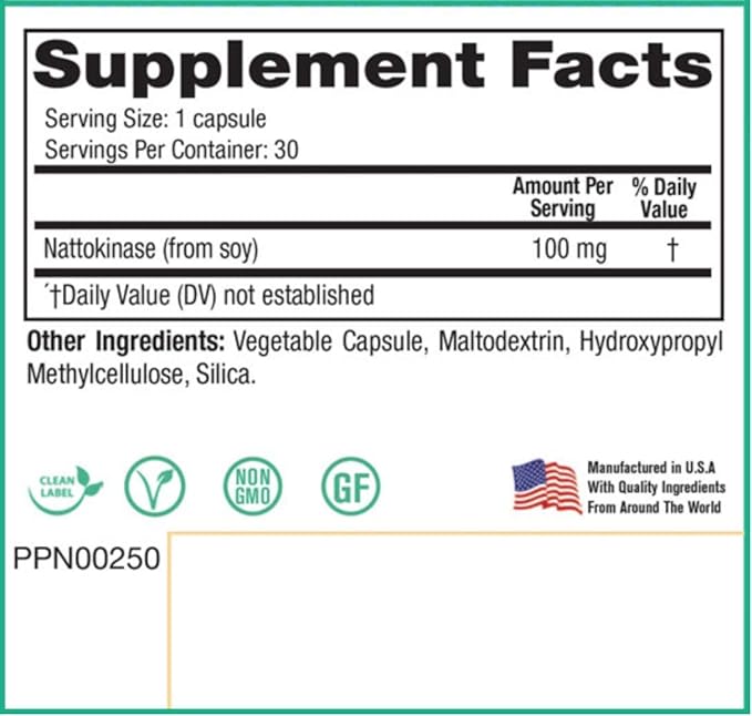 Peak Pure &amp Natural Peak Blood Flow - Nattokinase Supplement - Healthy Blood Circulation Supplements for Adults | 100mg - 30 Capsules