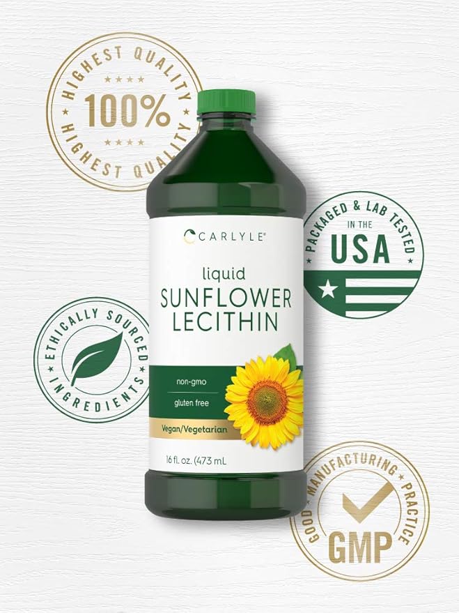 Carlyle Sunflower Lecithin Liquid | 16 oz | 2 Pack | Vegan Vegetarian Non-GMO Soy Free Gluten Free