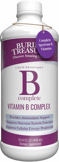 Buried Treasure B Complete - 16 Fl oz All 8 B Vitamins with Methylated B12 &amp Methylfolate Biotin B1 B2 B6 Antioxidant Support Liquid &amp Sugar-Free B complex vitamins for Women &amp Men