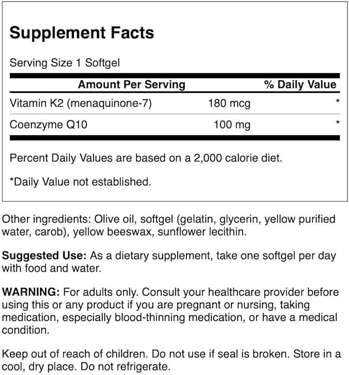 Swanson Coq10 + Vitamin K2 60 Sgels