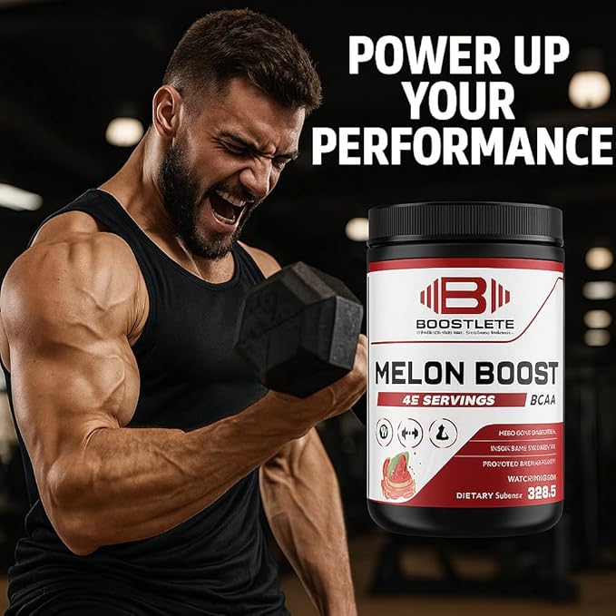 Melon Boost BCAA – Watermelon Flavor – 45 Servings – Muscle Recovery &amp Strength Support – Glutamine &amp BCAA 2:1:1 Supplement – Dietary Powder for Fitness &amp Workout