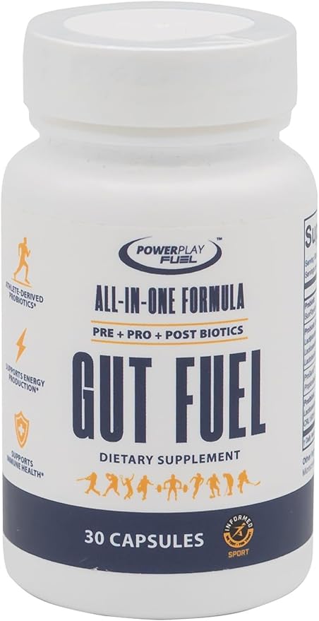 Gut Fuel All-in-One Dietary Supplement - Athlete-Derived Sport Certified &amp Doctor Formulated Advanced Pre Pro &amp Postbiotics - Supports Gut Immune &amp Energy Health - 30 Capsules