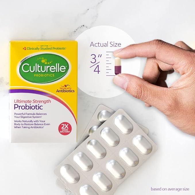 Culturelle Ultimate Strength Probiotic 20 Billion CFUs + Daily Probiotic Gummies 52 Count for Digestive &amp Immune Health