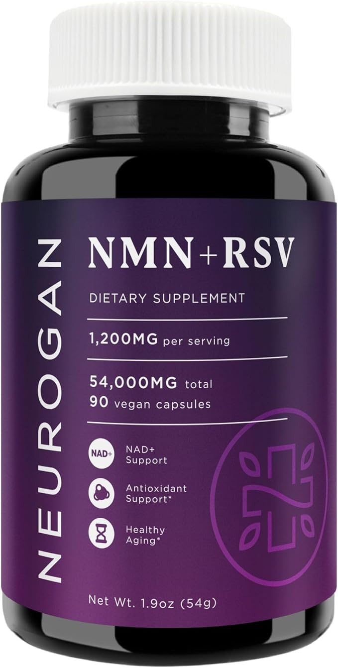 Neurogan NMN + Resveratrol Capsules – Cellular Health &amp Energy Support – 1200mg Nicotinamide Mononucleotide and Trans-Resveratrol per Serving 90 Count