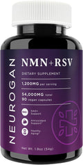Neurogan NMN + Resveratrol Capsules – Cellular Health &amp Energy Support – 1200mg Nicotinamide Mononucleotide and Trans-Resveratrol per Serving 90 Count