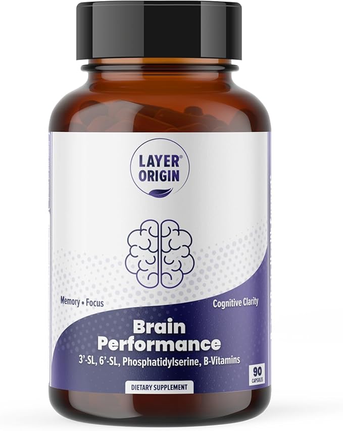 Layer Origin Brain Performance with HMO 3'SL 6'SL Brain Prebiotics Phosphatidylserine for Memory Focus &amp Clarity - 30 Servings