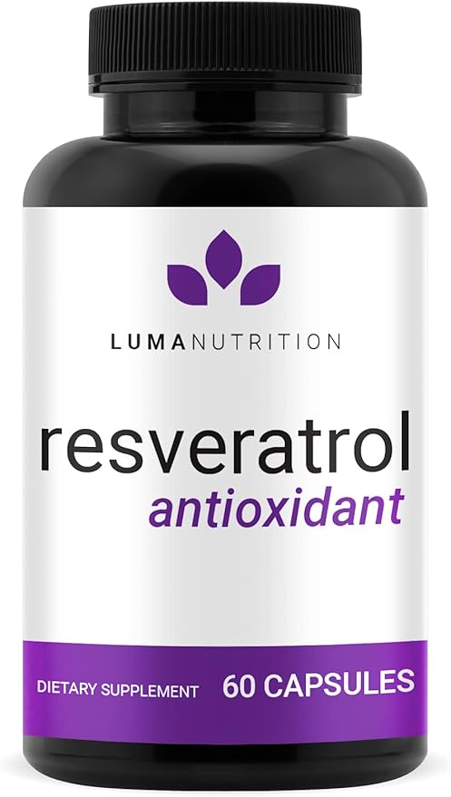 Luma Nutrition High Purity Resveratrol Supplement - 98% Trans-Resveratrol - Antioxidant - Resveratrol Capsules - Vegan &amp Gluten-Free - 60 Capsules