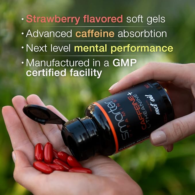 SmarterVitamins (3-Pack 200mg Caffeine Pills with 100mg L-Theanine + Coconut MCT Oil Energy and Focus Extended Release Capsule 150 Liquid Softgels