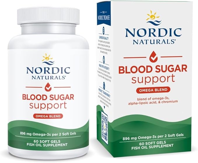 Nordic Naturals Omega Blood Sugar Lemon - 60 Soft Gels - 896 mg Omega-3 + Alpha-Lipoic Acid &amp Chromium - Metabolism - Non-GMO - 30 Servings