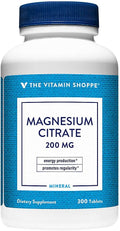 The Vitamin Shoppe Magnesium Citrate 200 mg Tablets Highly Absorbable Magnesium Mineral for Energy Production Digestive Regularity &amp Muscle Support for Men &amp Women Gluten Free 300 Tablets