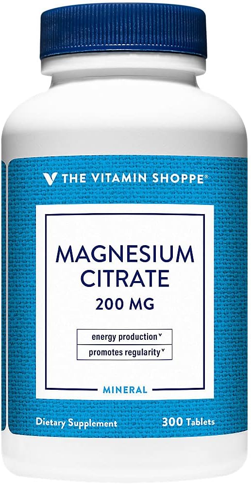 The Vitamin Shoppe Magnesium Citrate 200 mg Tablets Highly Absorbable Magnesium Mineral for Energy Production Digestive Regularity &amp Muscle Support for Men &amp Women Gluten Free 300 Tablets