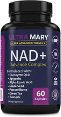NAD+ Resveratrol Supplement – Longevity Formula with Nicotinamide Adenine Dinucleotide with CoQ10 Apigenin &amp Turmeric Anti-Ageing Formula for Men &amp Women – 60 Capsules