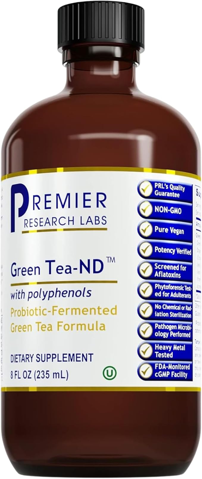 Premier Research Labs Green Tea-ND - Probiotic Fermented Green Tea Extract Supplement with ECGC Camellia Sinensis Liquid Supplement Drops for Adults Vegan Friendly - 8 Fl Oz Bottle