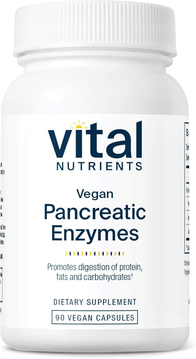 Vital Nutrients Vegan Pancreatic Enzymes - for Women &amp Men - Enzymes for Digestion Support Gut Health - Relief from Gas &amp Bloating - Gluten Dairy Soy Free - 90 Capsules