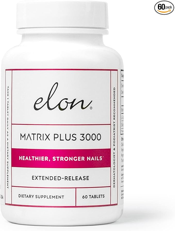 Elon Matrix Plus 3000 Biotin Vitamins for Nail Repair Strengthening and Growth (60 Day Supply)