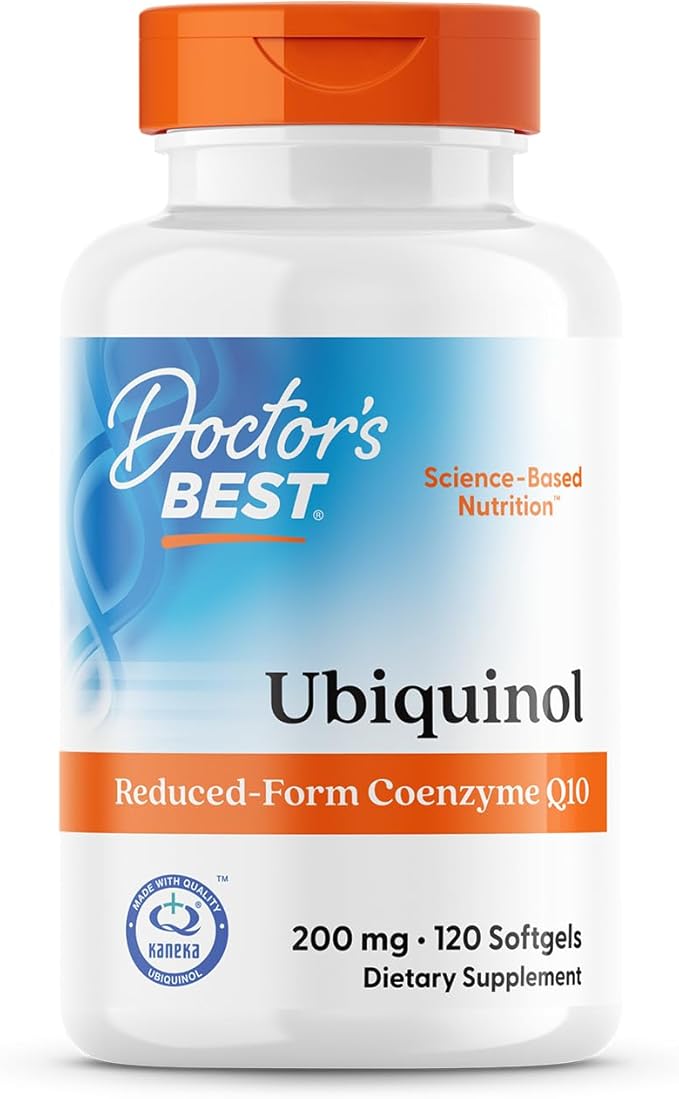 Doctor's Best Kaneka Ubiquinol 200 mg Supplement for Men &amp Women - Reduced Form CoQ10 Coenzyme Q10 200mg for Antioxidants &amp Heart Health Support Non GMO Gluten Free Soy Free - 120 Softgels