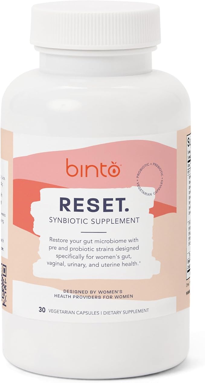 Binto Reset Synbiotic Advanced Pre and Probiotic Supplement for Women - Supports Digestive Health Boosts Immunity and Promotes a Healthy Balance of Gut Flora (30-Day Supply)