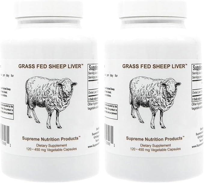 Supreme Nutrition Grass Fed Sheep Liver 120 Pure Ovine Liver Capsules (Pack of 2)