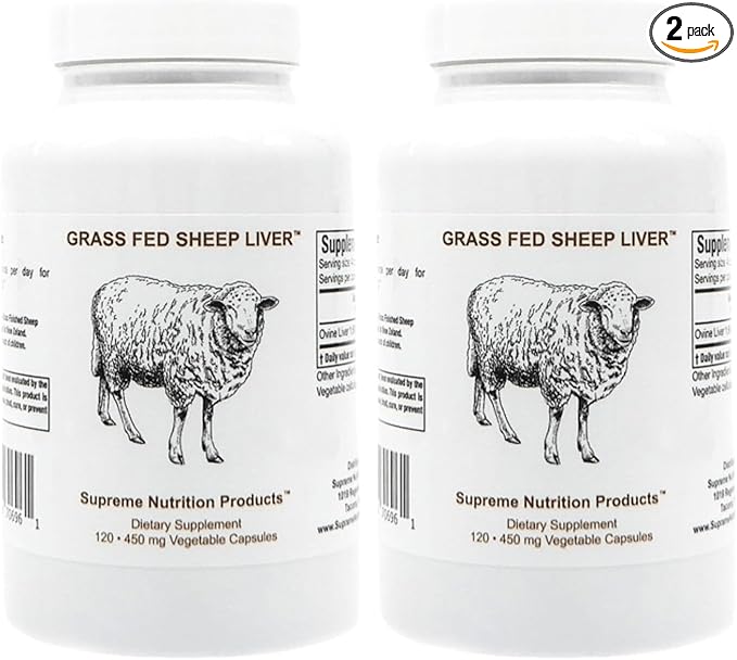 Supreme Nutrition Grass Fed Sheep Liver 120 Pure Ovine Liver Capsules (Pack of 2)