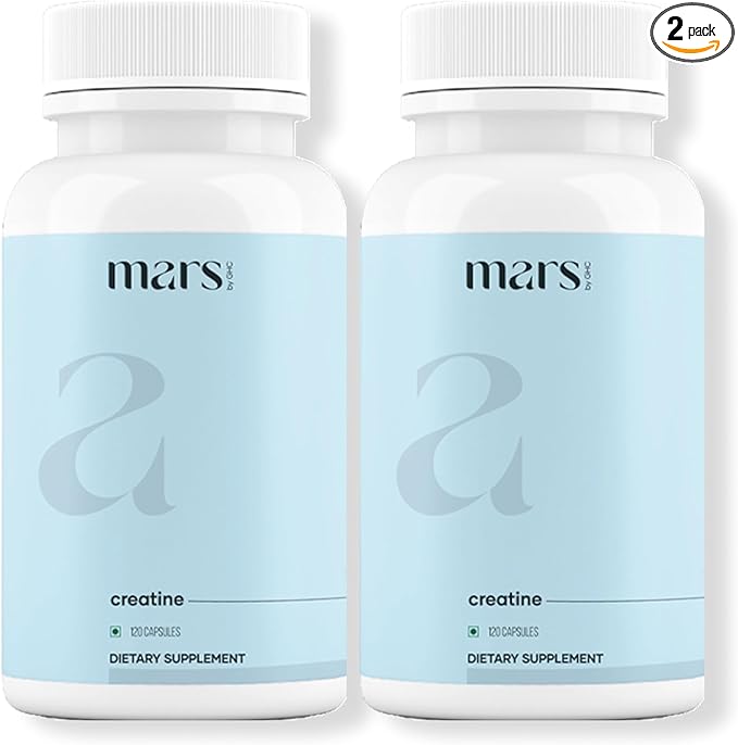 mars by GHC Micronized Creatine Monohydrate Capsules with Shilajit &amp Ashwagandha | Overall Well-Being | 240 Count | Pack of 2