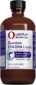 Quantum Nutrition Labs EPA/DHA Liquid - Omega 3 Fish Oil Liquid Omega 3 Liquid Fish Oil Supplement for Adults Joint Heart &amp Brain Health Support - 8 Fl Oz Bottle