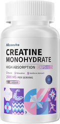 Allcoovita Creatine Monohydrate Capsules -3 Creatine Capsules per Serving 2500mg Gluten Free 180 Capsules