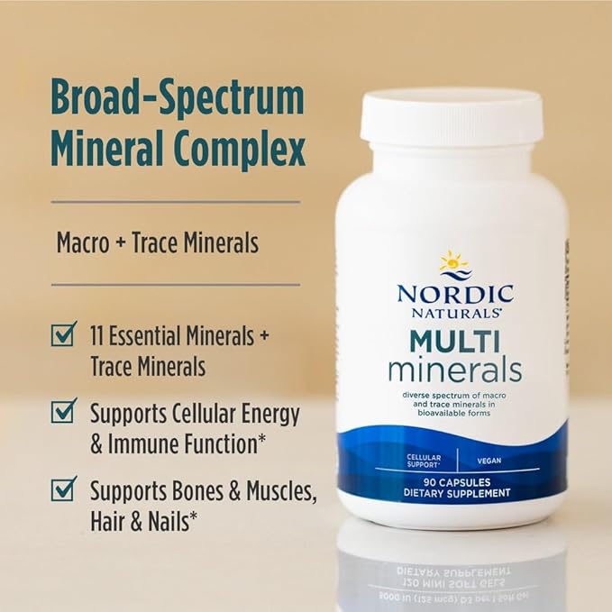 Nordic Naturals Multi Minerals Unflavored - 90 Capsules - 11 Essential Minerals - Optimal Health &amp Wellness - Certified Vegan - Non-GMO - 30 Servings