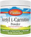 Carlson - Acetyl L-Carnitine Powder Free-Form Amino Acid Cognitive Health Brain Function &amp Muscle Support 3.53 oz (100 g)