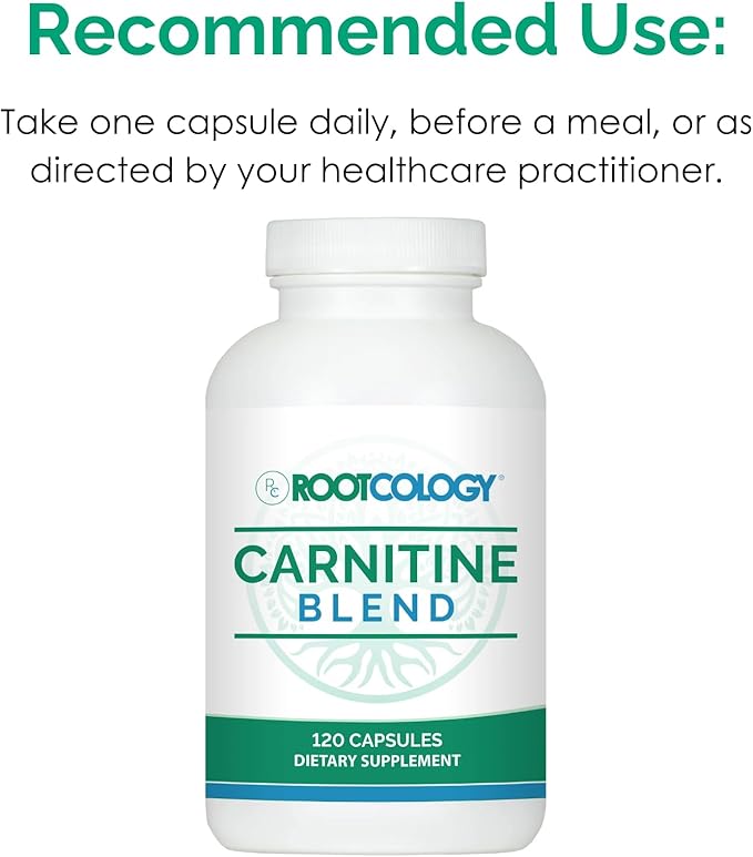Rootcology by Dr. Izabella Wentz | Carnitine Blend | L-Carnitine &amp Acetyl-L-Carnitine Formula | Ideal for Vegetarians | 120 Capsules