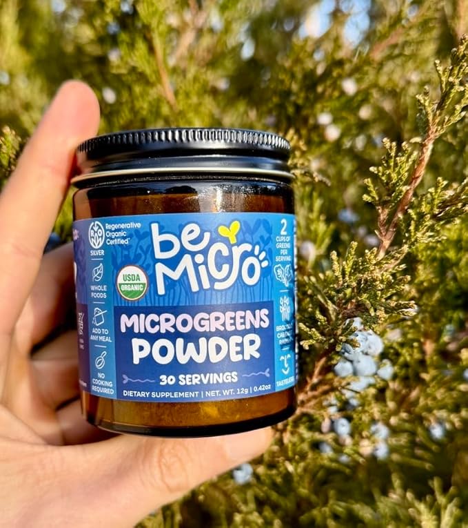 Whole Food Microgreens Powder - US Grown Small Batch Nutritional Booster - Broccoli Cabbage and Radish Microgreens Powder Blend - Cellular Health - 30 Servings / 12g