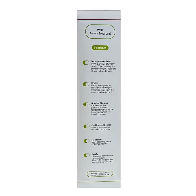 [2 x Aronia Treasure] 100% Aronia (Chokeberry) Berry Juice : 1 month supply 1 shot per a day