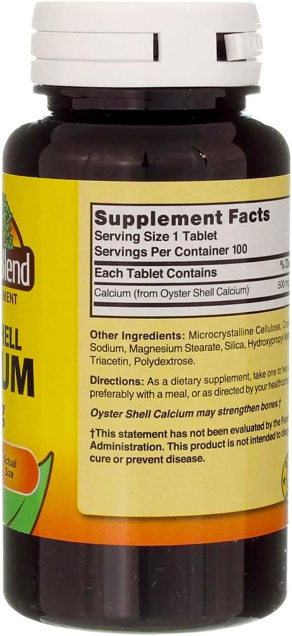 Nature's Blend Oyster Shell Calcium 500 mg Tablets - 100 ct Pack of 4
