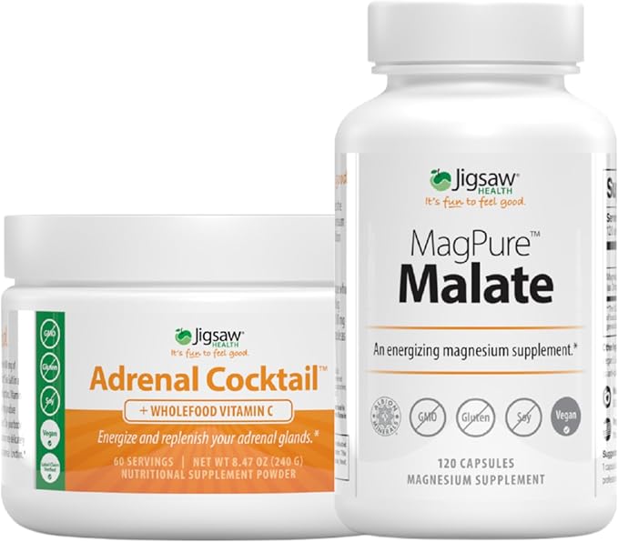 Jigsaw Health Bundle | Adrenal Cocktail 60 Servings (Jar) and MagPure Malate 120 Capsules