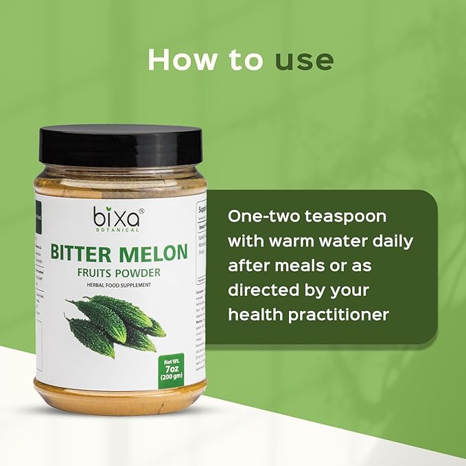bixa BOTANICAL Bitter Melon Powder (Karela Powder) | 200 Grams / 7 OZ | Gluten Free Steam Treated Vegan 100% Pure.