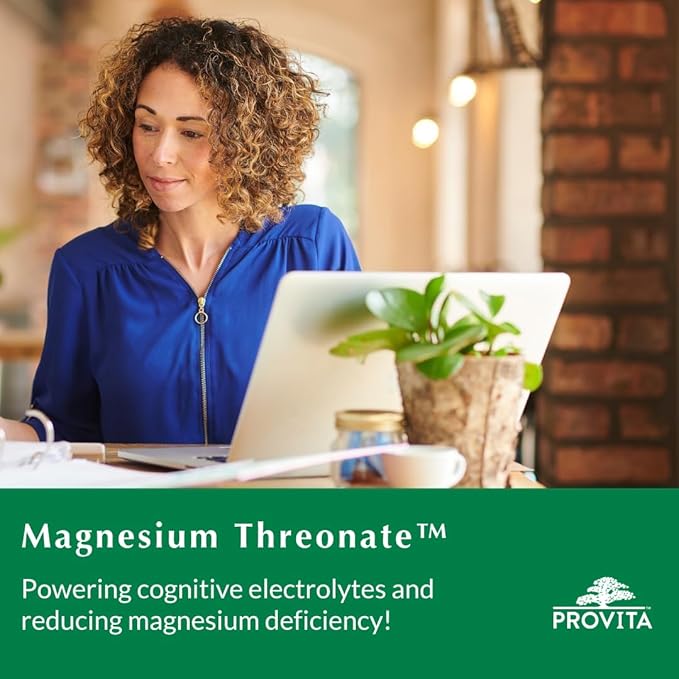 Provita Magnesium L-Threonate Supplement | Cognitive Support &amp Brain Electrolyte Balance | High Absorption Magnesium for Memory Focus &amp Brain Health | Vegan Capsules | 50mg Elemental Magnesiu