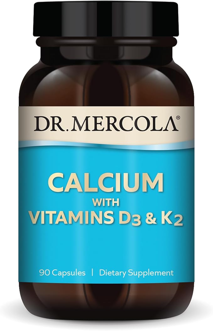 Dr. Mercola Calcium with Vitamins D3 &amp K2 - Supports Bone &amp Heart Health* - Calcium with Vitamins D3 &amp K2 - Eggshell-Derived - Non-GMO Gluten-Free &amp Soy Free - 90 Capsules (90 Serving